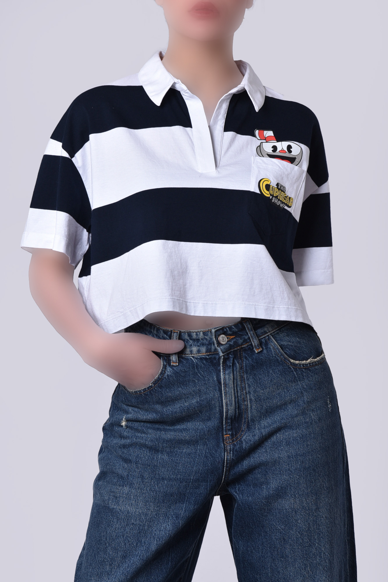 پولوشرت آستین کوتاه چاپی زنانه