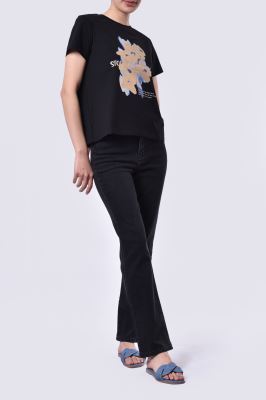 تیشرت آستین کوتاه چاپی زنانه