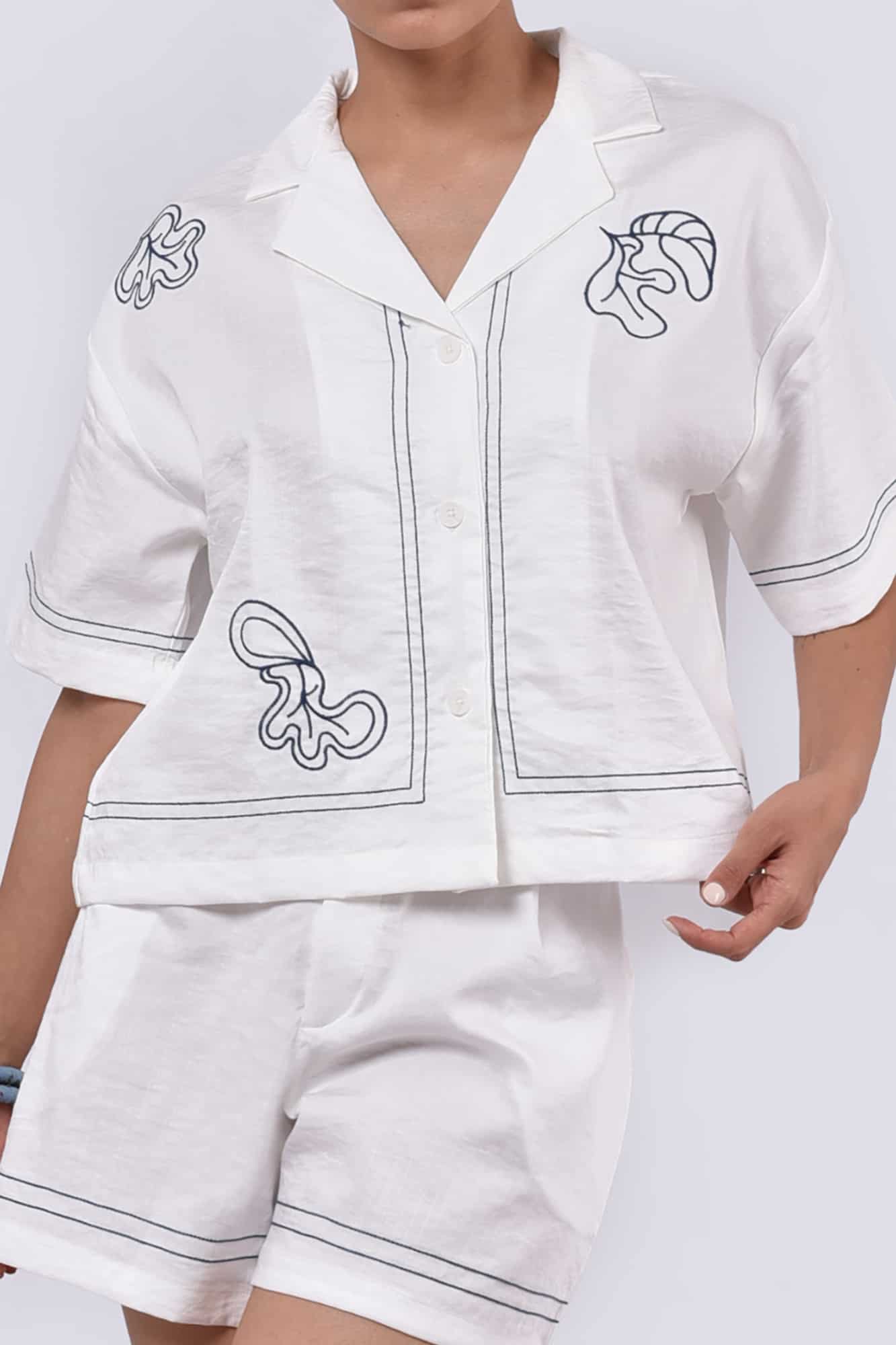 شومیز آستین کوتاه گلدوزی زنانه