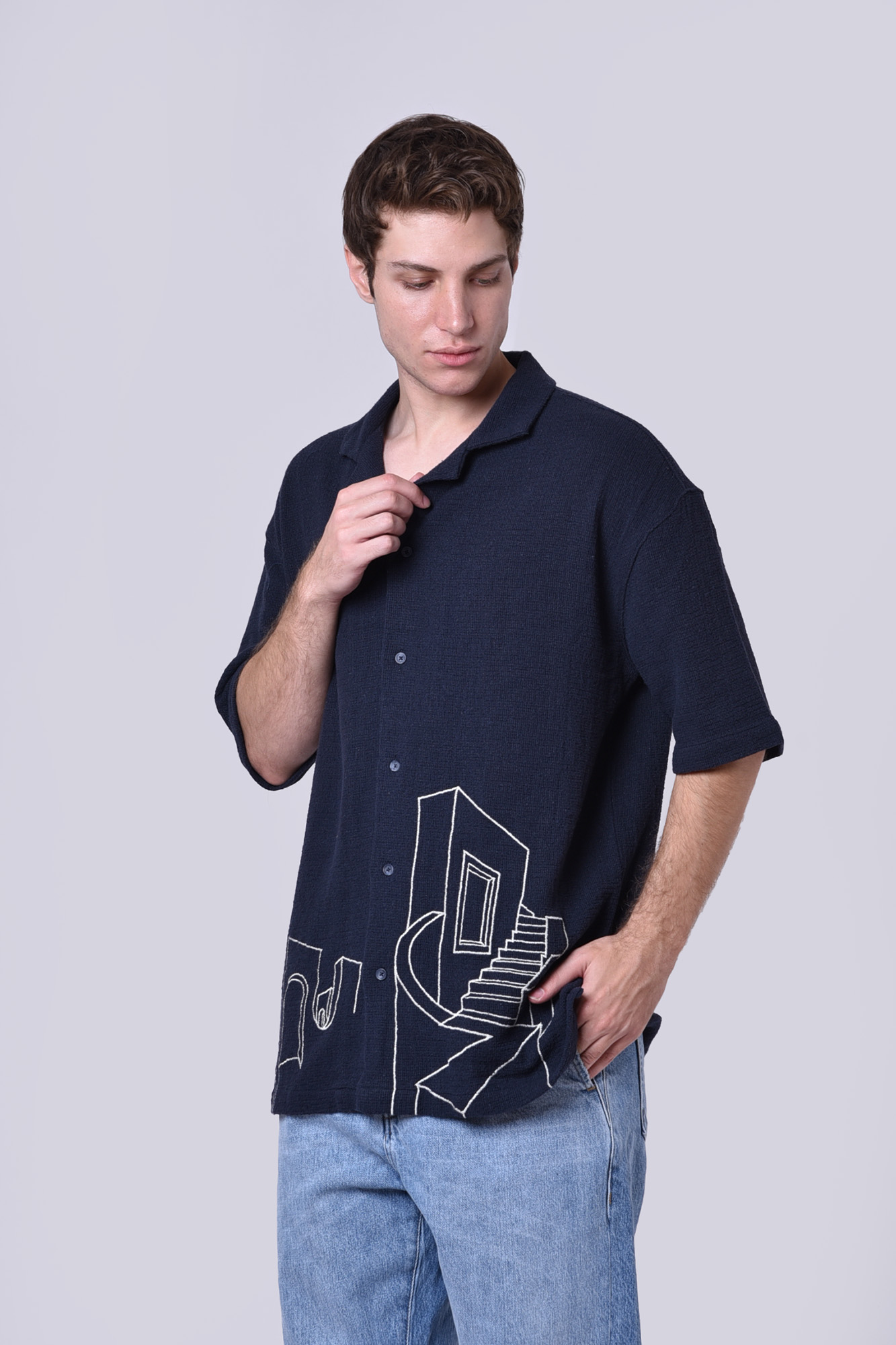 پیراهن آستین کوتاه کنفی