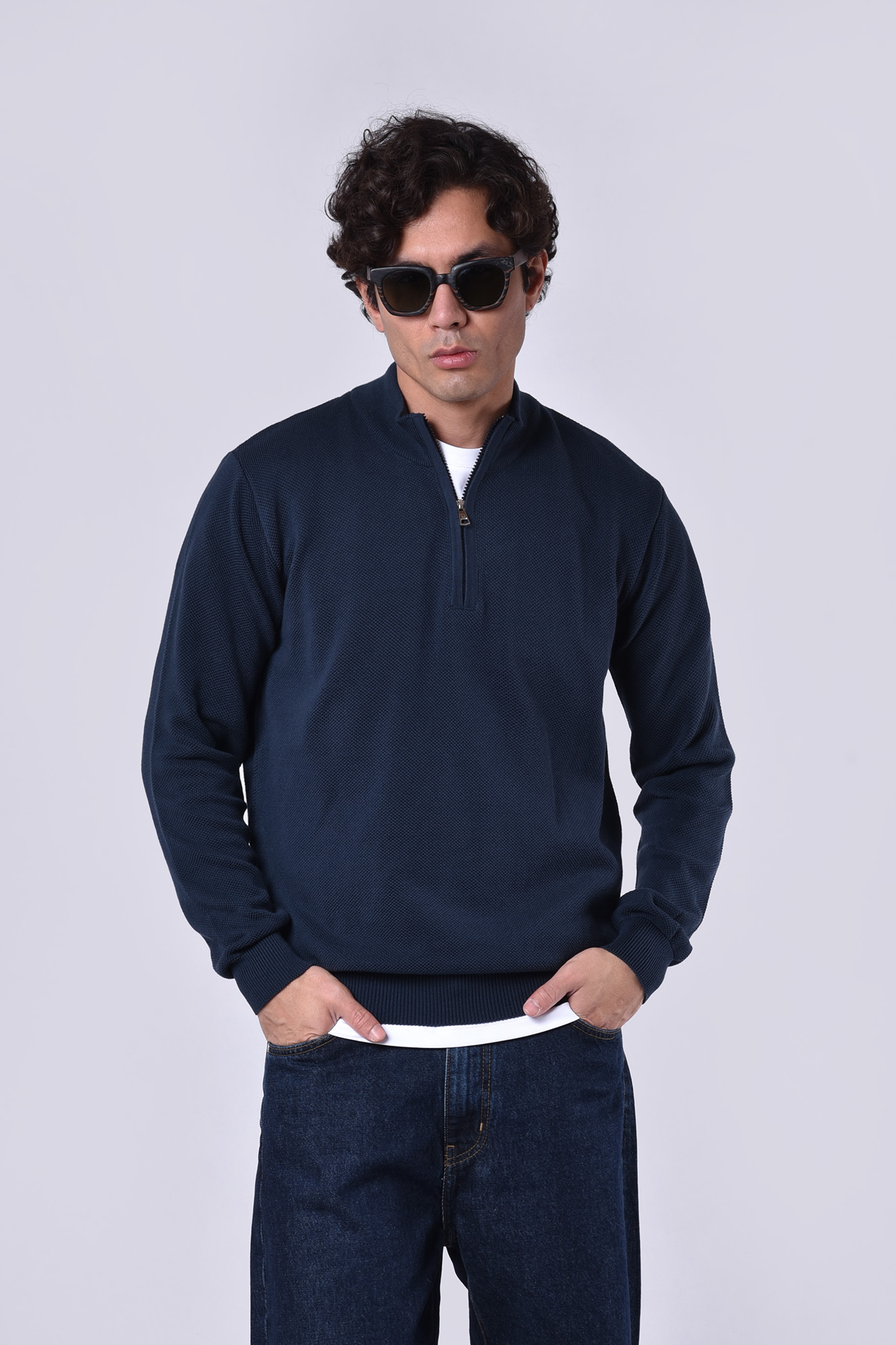 پلیور بافت نیم زیپ