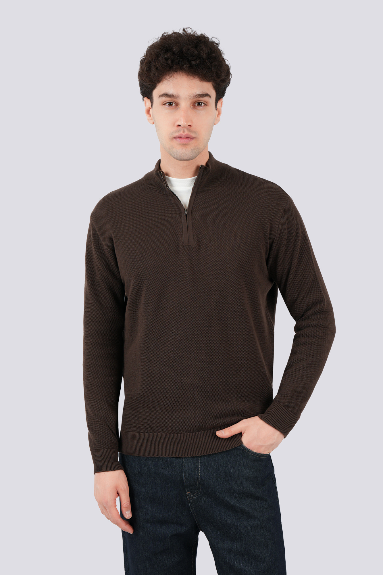 پلیور بافت نیم زیپ