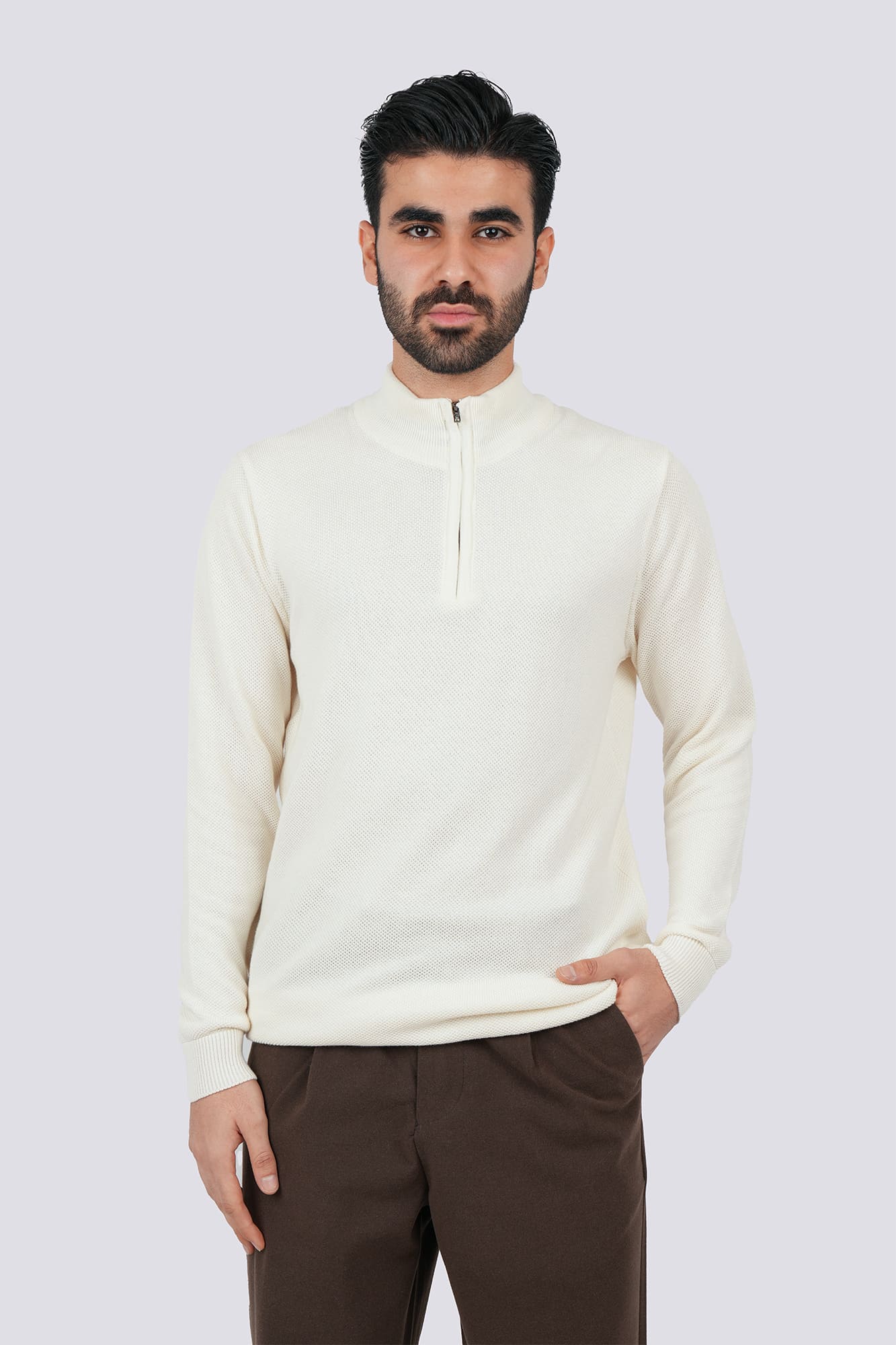 پلیور بافت نیم زیپ