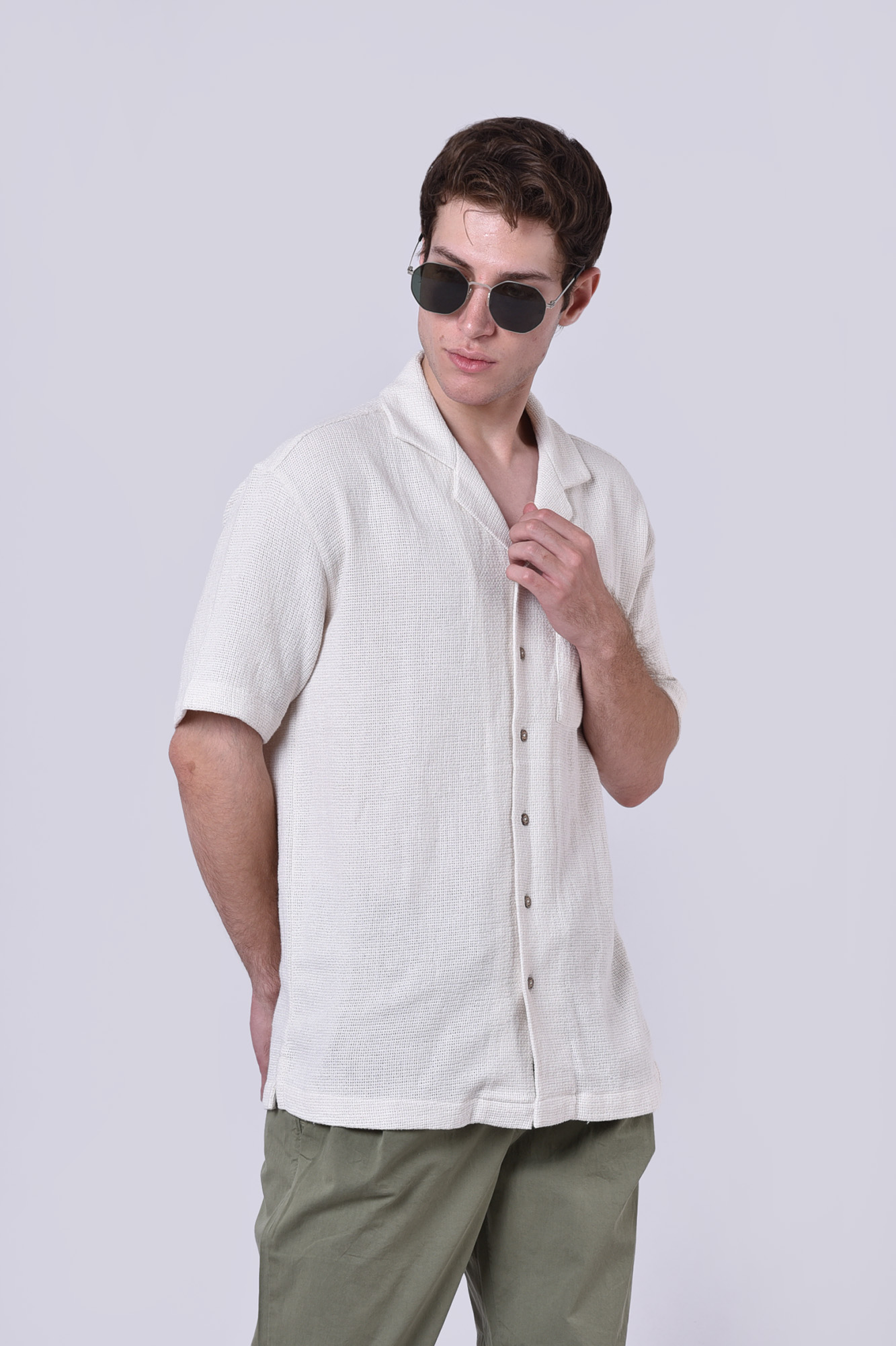 پیراهن آستین کوتاه کنفی