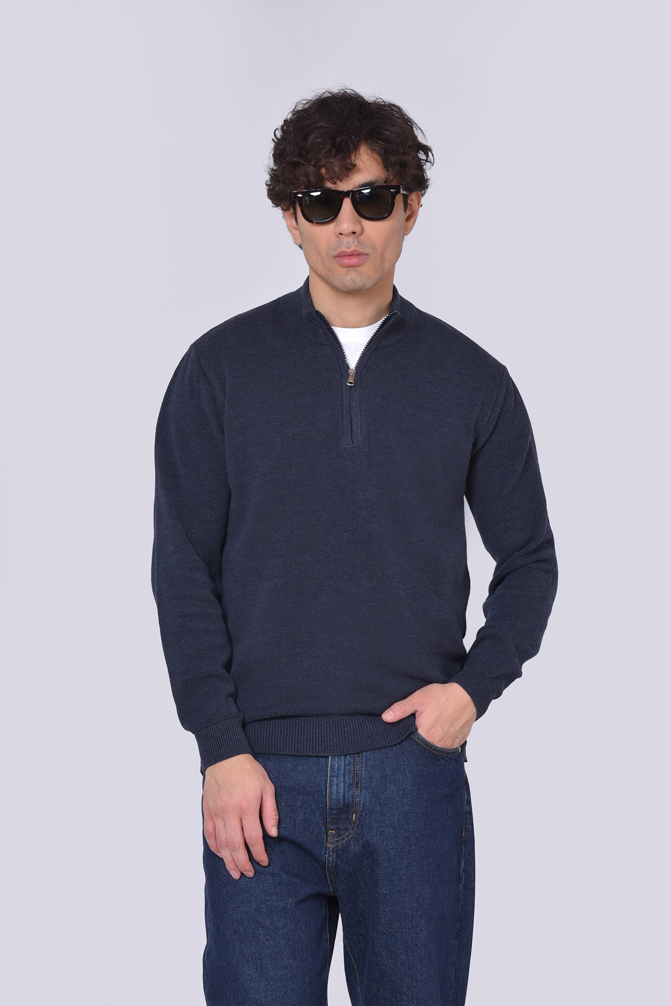 پلیور بافت نیم زیپ