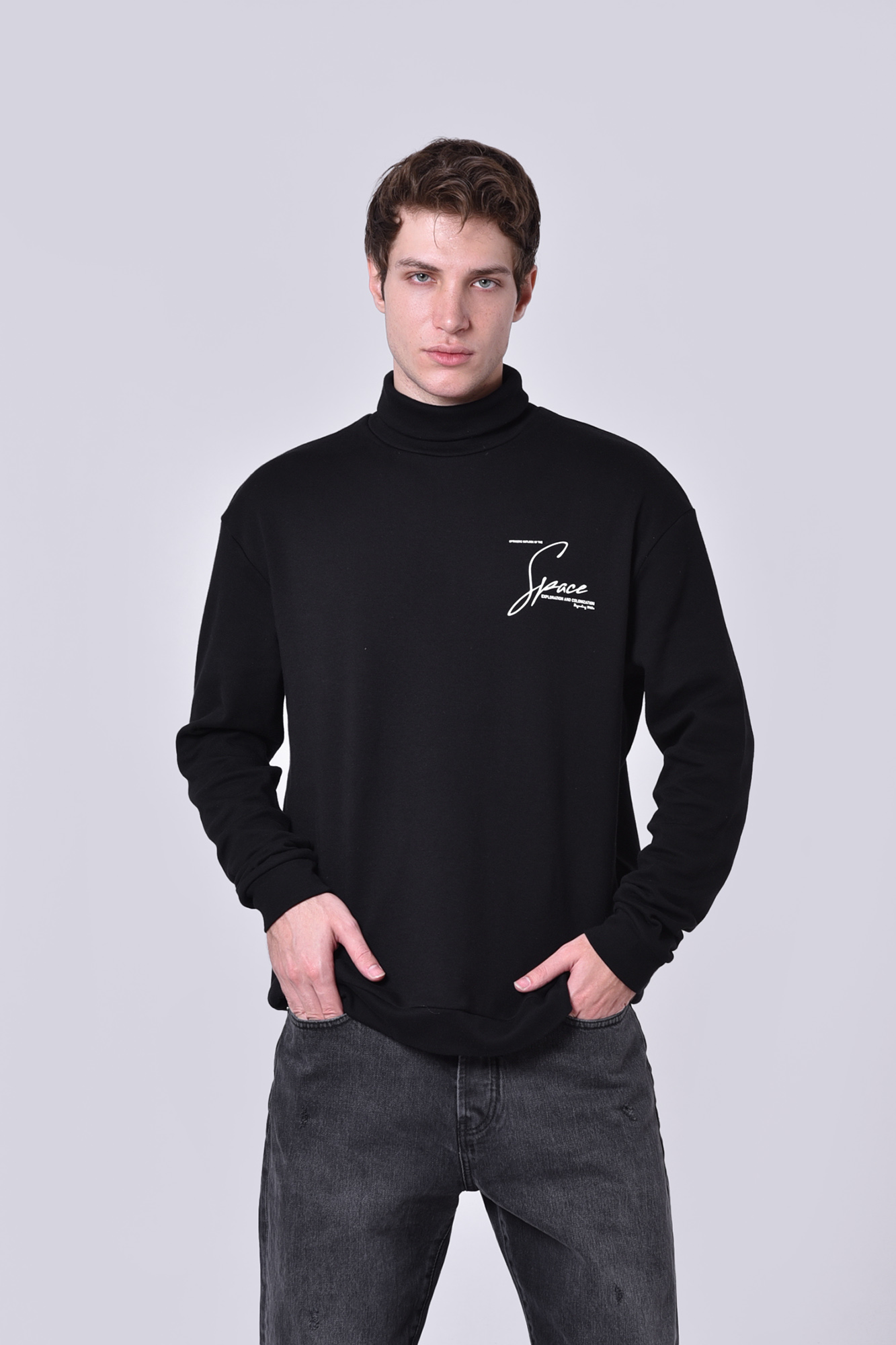 تیشرت آستین بلند یقه اسکی چاپی