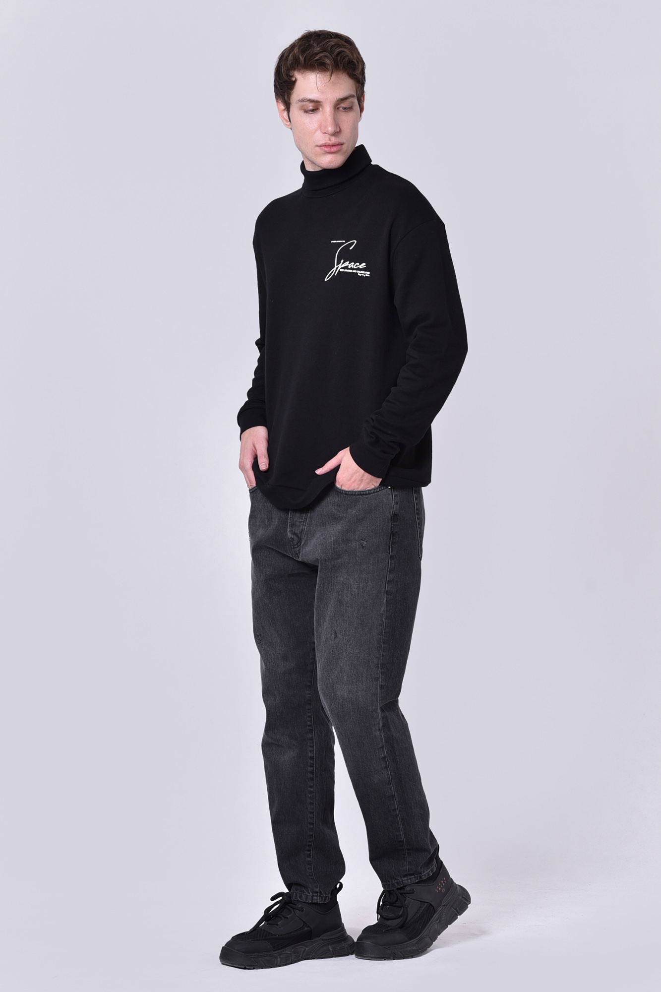 تیشرت آستین بلند یقه اسکی چاپی