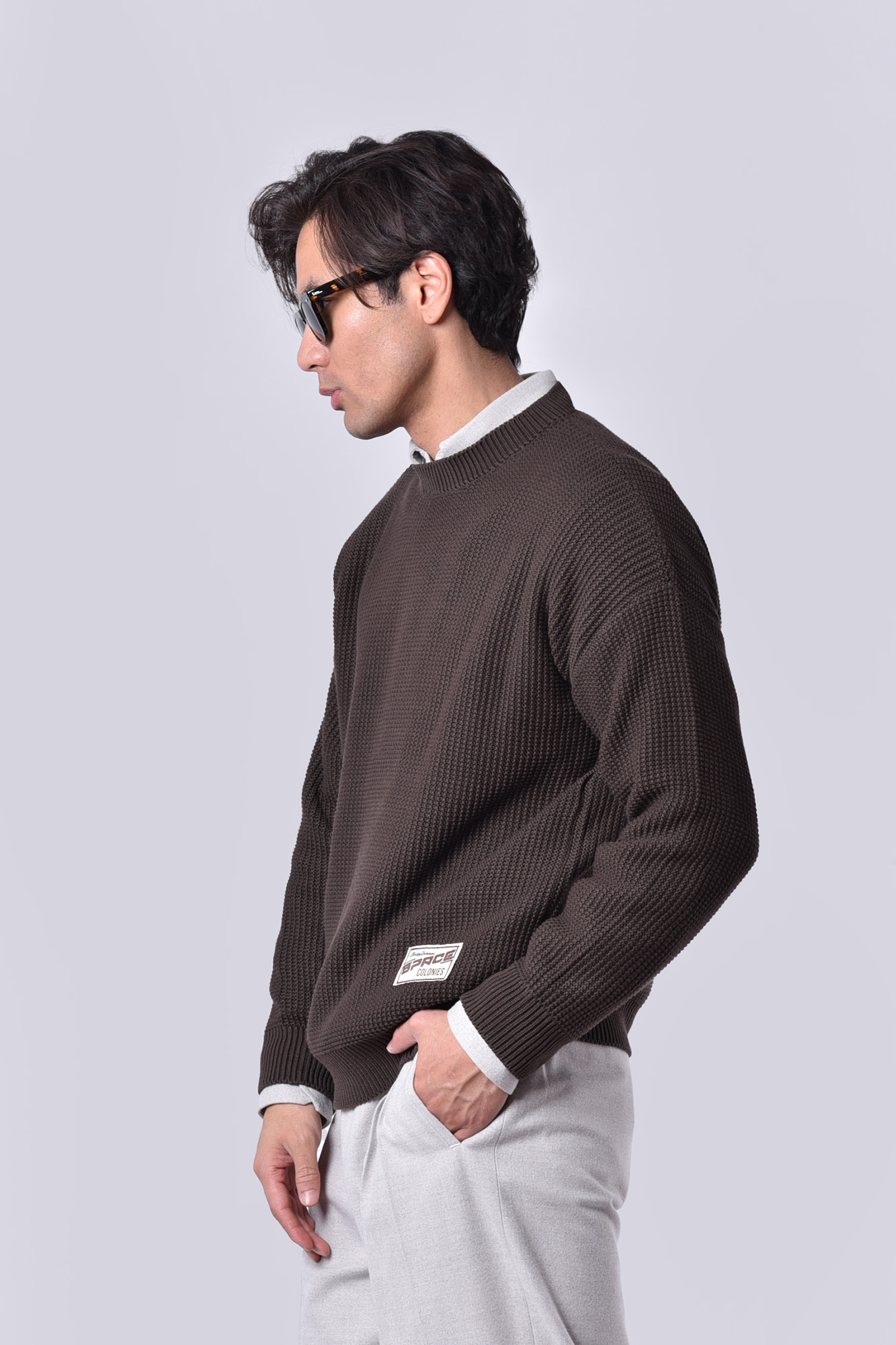 بافت یقه گرد ساده