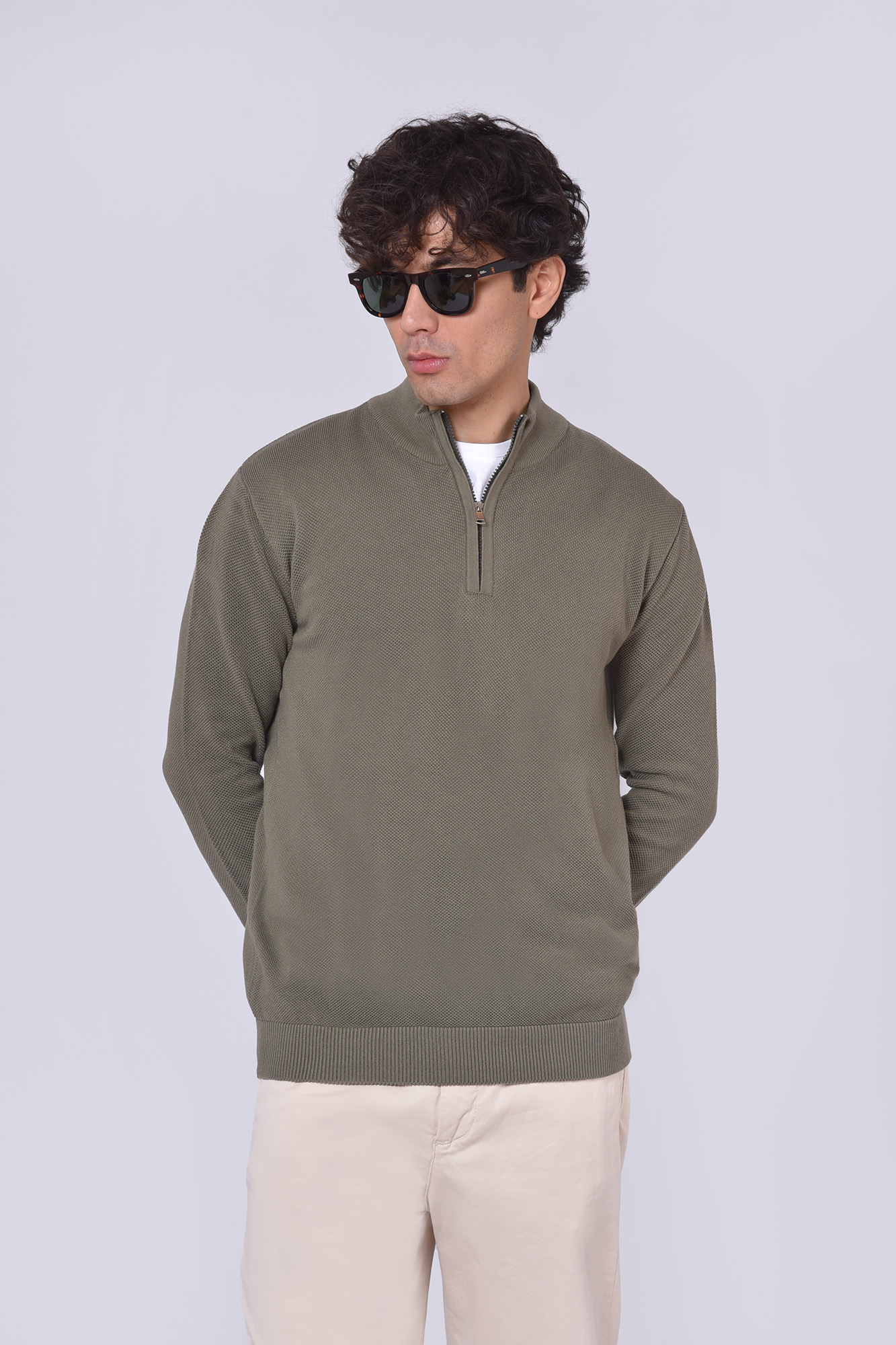 پلیور بافت نیم زیپ