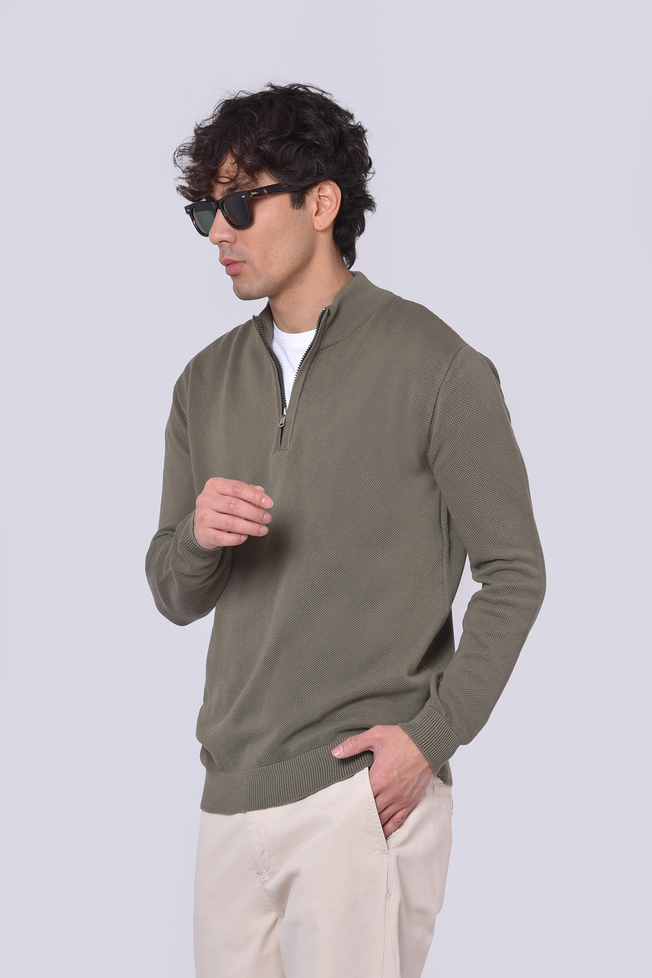 پلیور بافت نیم زیپ