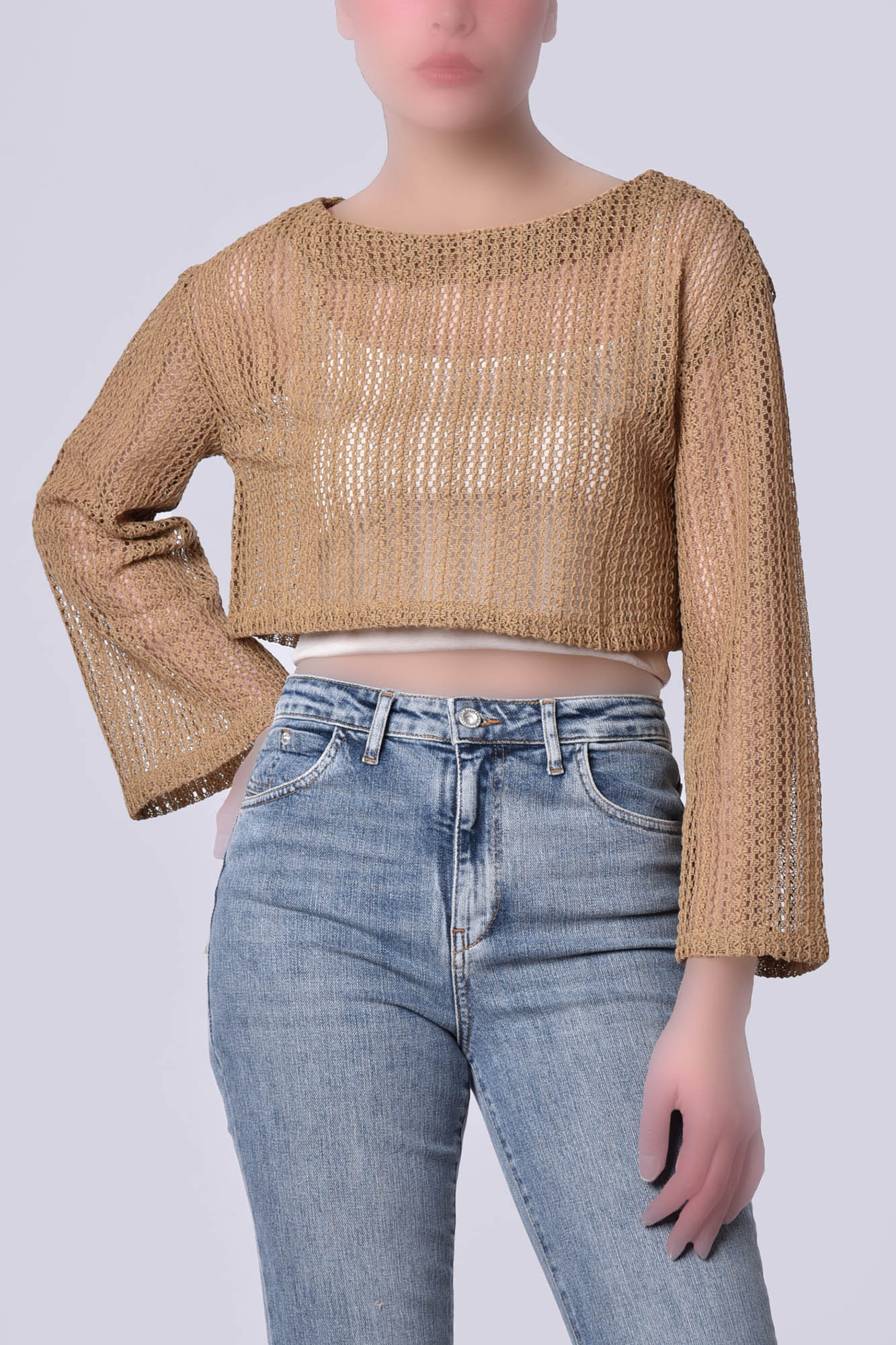 بلوز آستین بلند توری (دو تکه)