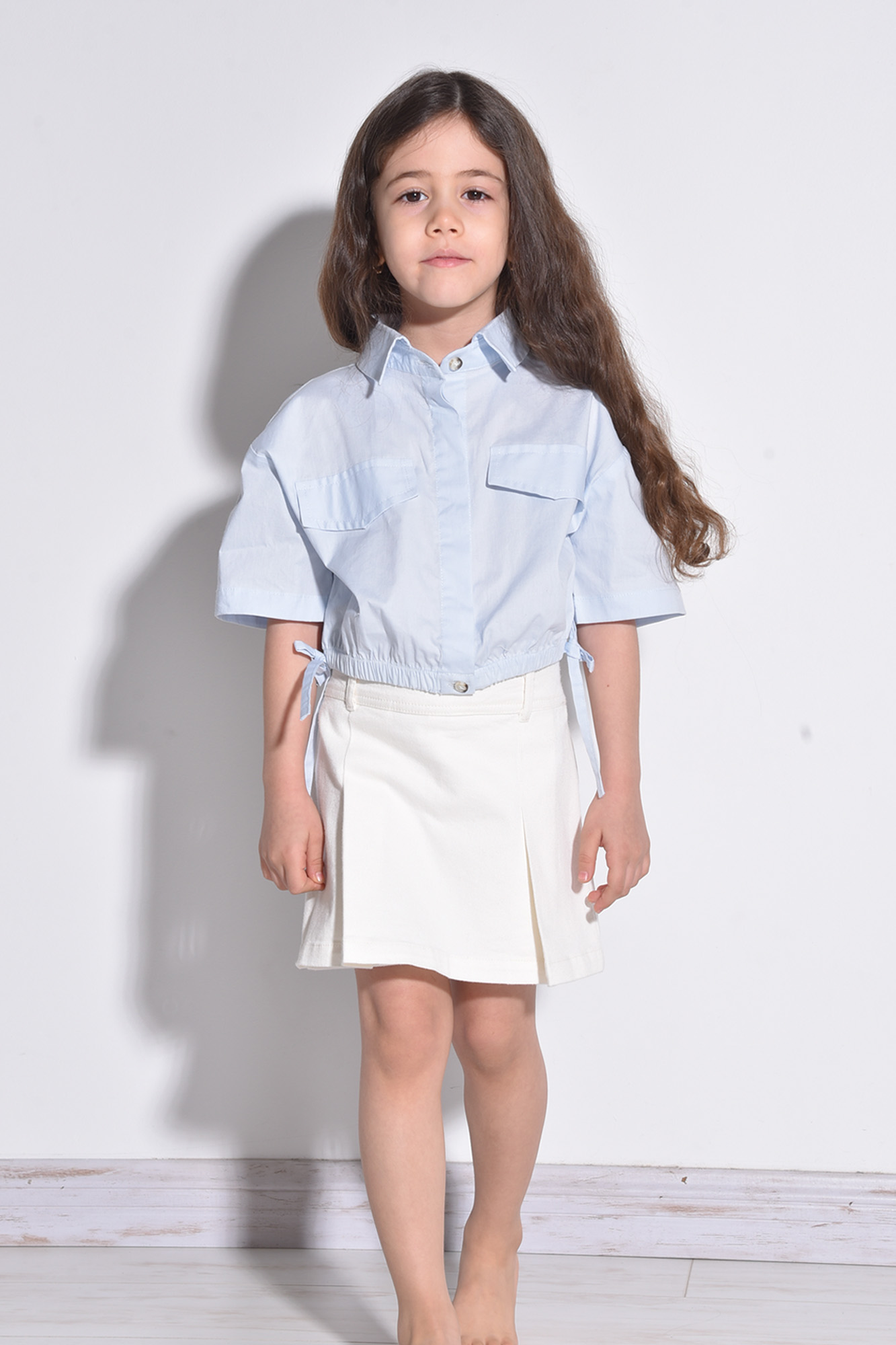 شلوارک دامنی کتان ساده دخترانه