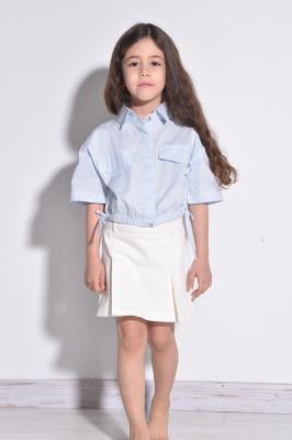 شلوارک دامنی کتان ساده دخترانه