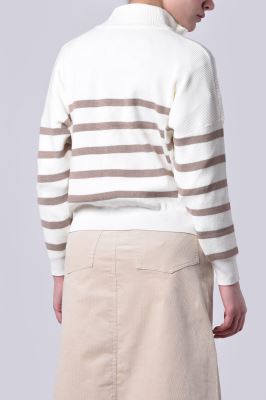 بافت نیم زیپ راه راه زنانه