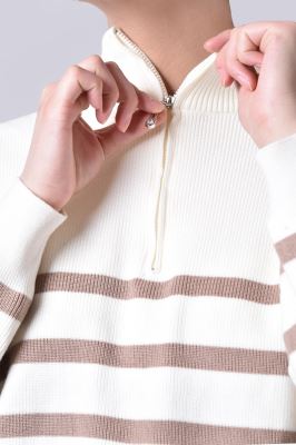 بافت نیم زیپ راه راه زنانه