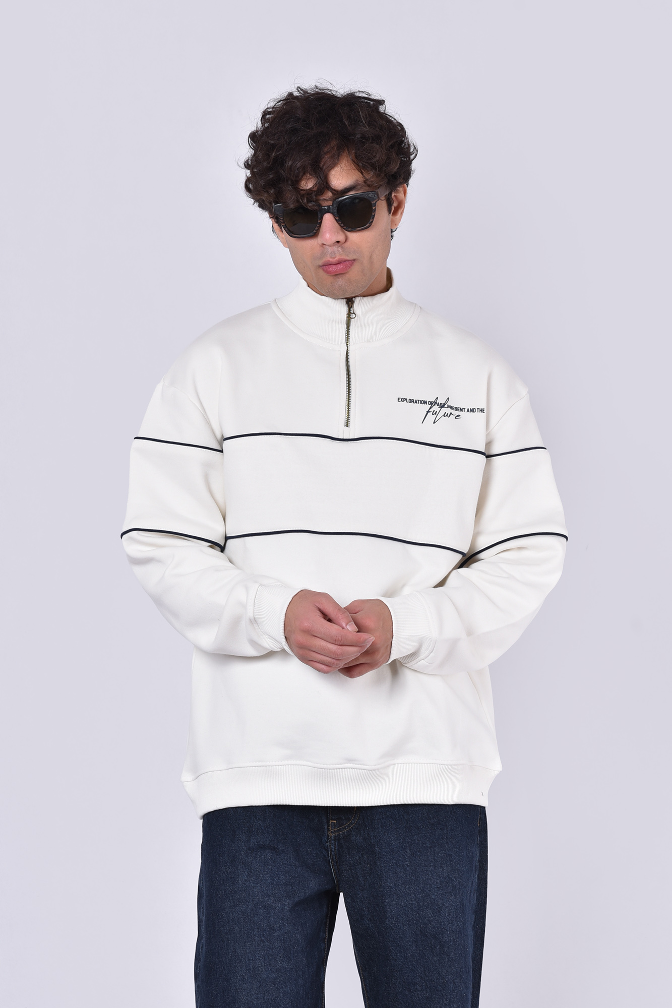 سوئیشرت نیم زیپ چاپی