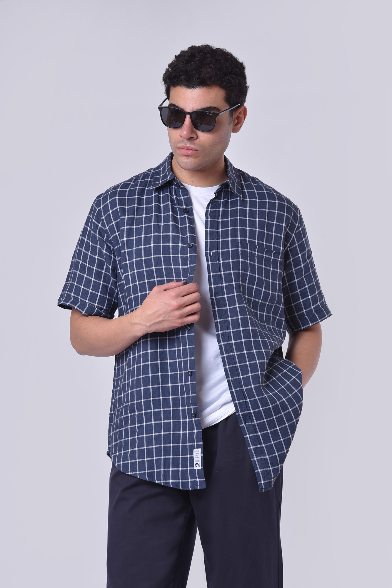 پیراهن آستین کوتاه چهارخانه