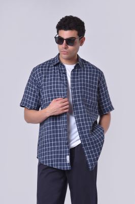 پیراهن آستین کوتاه چهارخانه