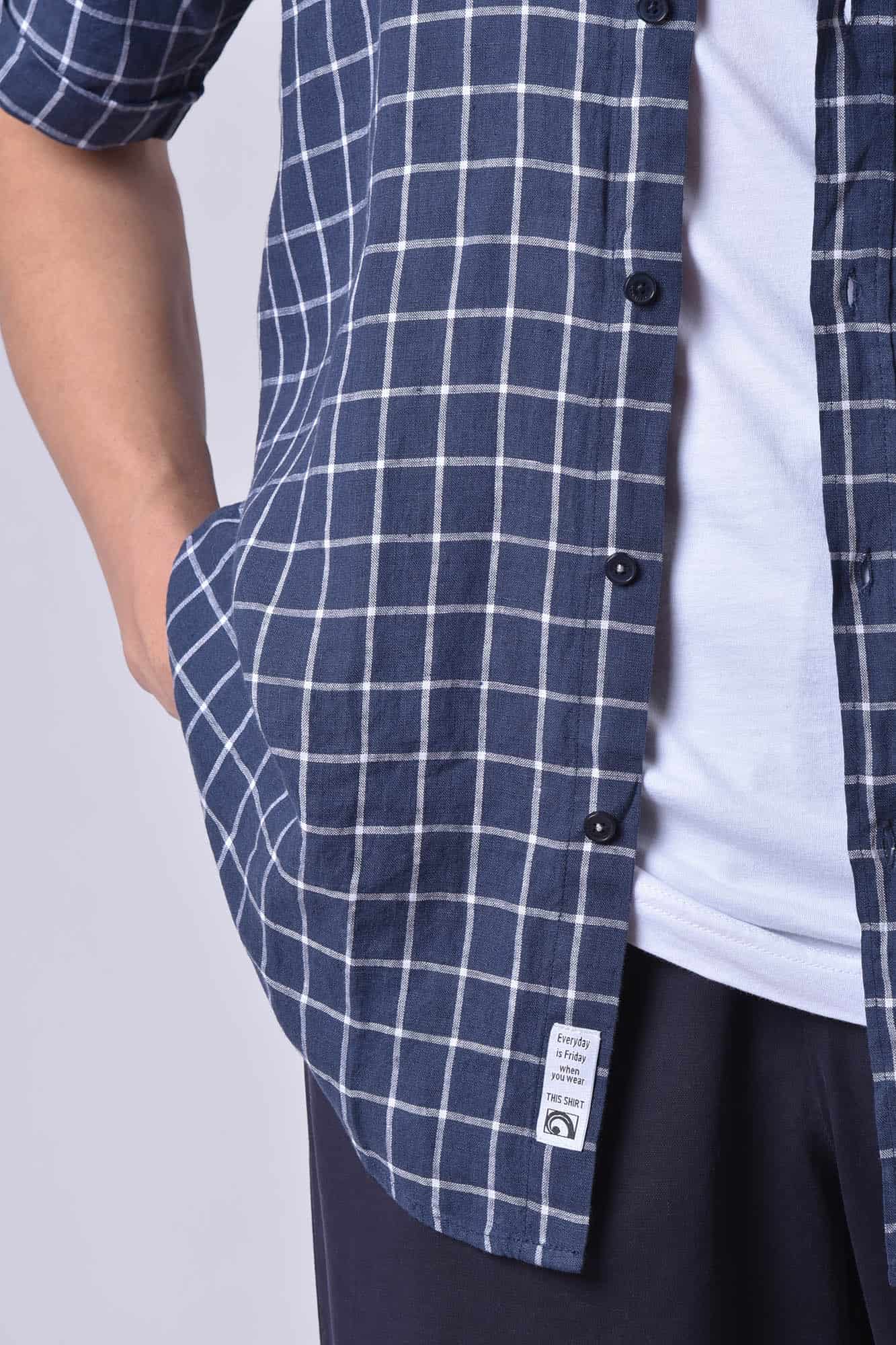 پیراهن آستین کوتاه چهارخانه