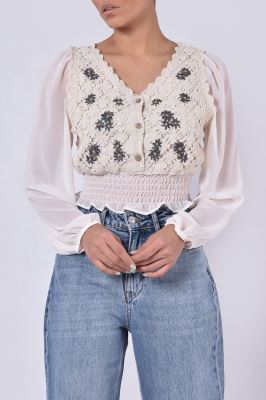 بلوز آستین بلند طرحدار