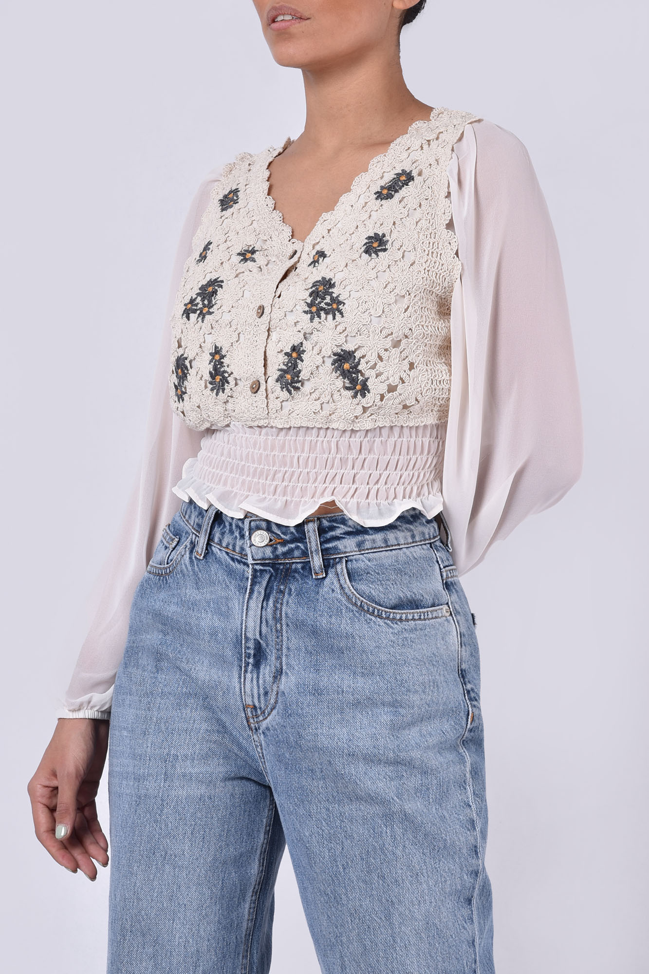 بلوز آستین بلند طرحدار