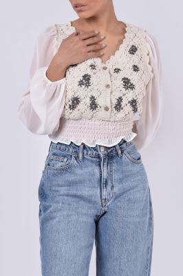 بلوز آستین بلند طرحدار