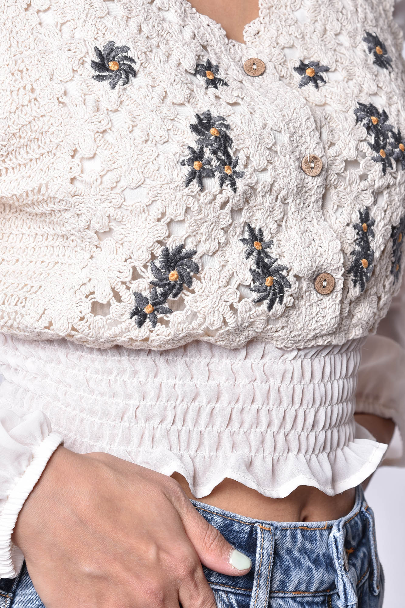 بلوز آستین بلند طرحدار