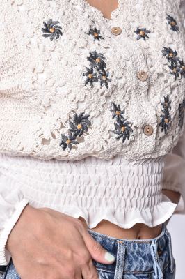 بلوز آستین بلند طرحدار