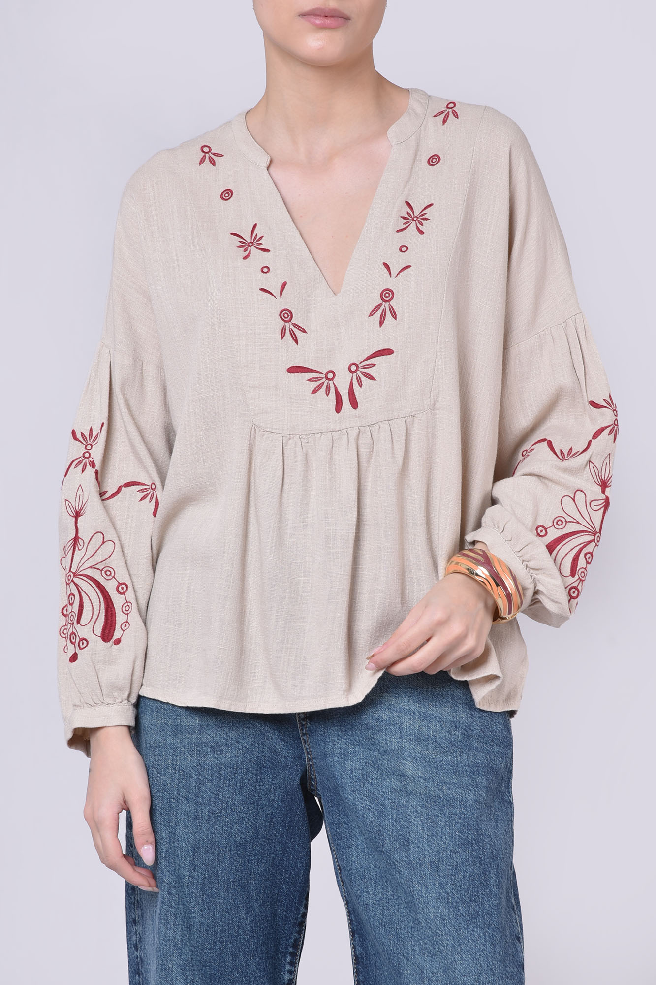 بلوز آستین بلند لینن