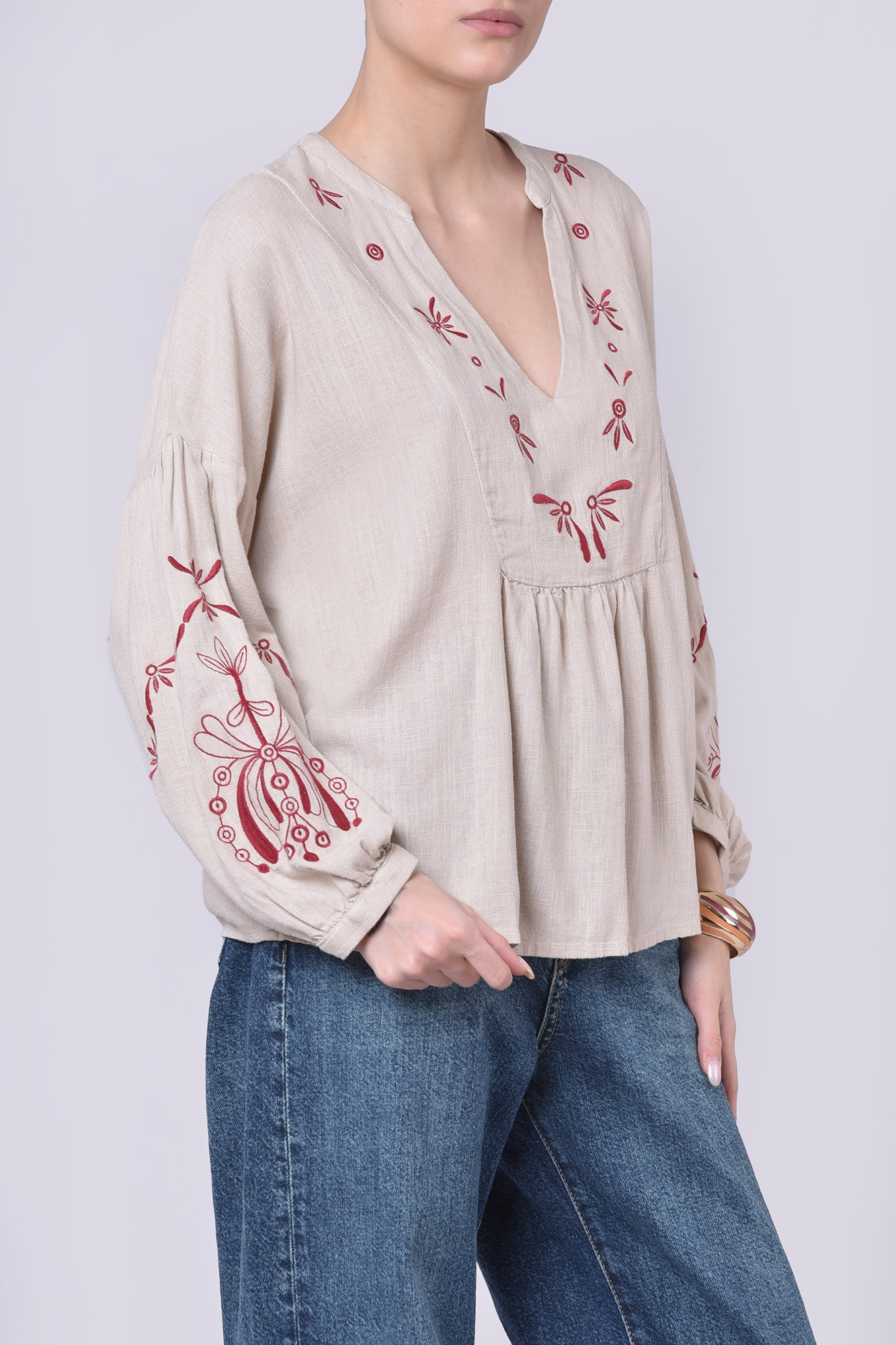 بلوز آستین بلند لینن