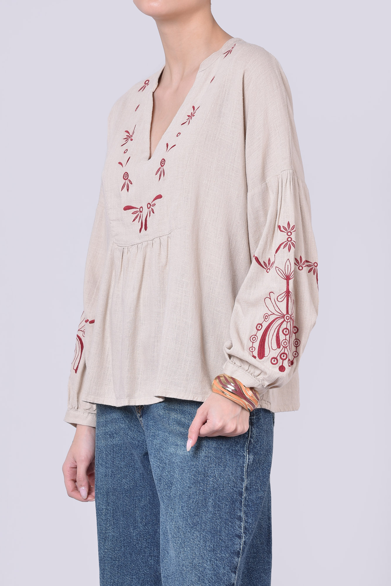 بلوز آستین بلند لینن