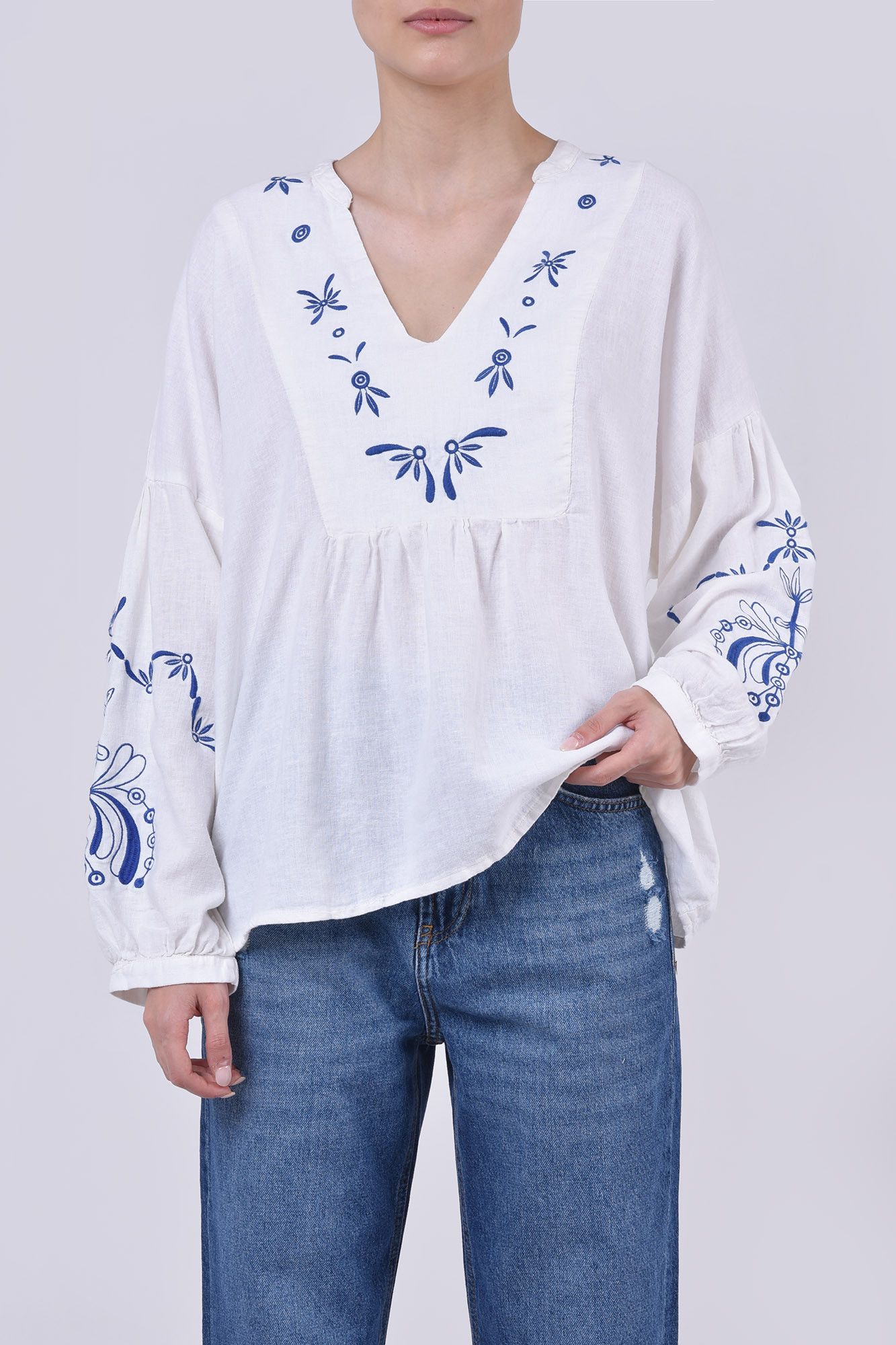 بلوز آستین بلند لینن