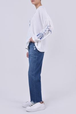 بلوز آستین بلند لینن