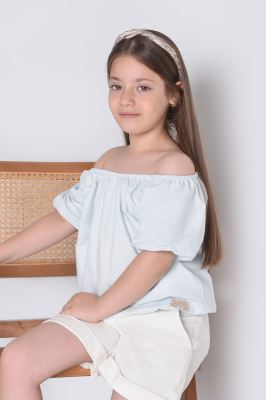 بلوز آستین کوتاه پوپلین