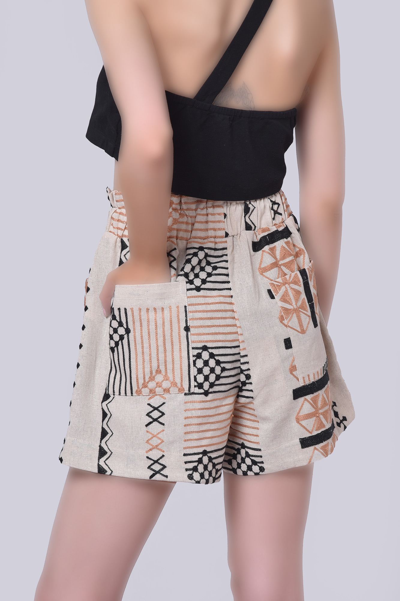 شلوارک پارچه ای لینن