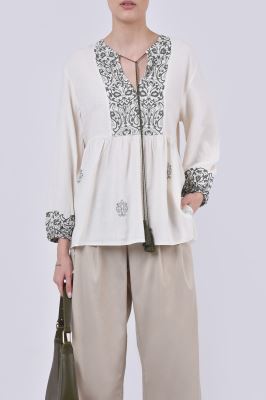 بلوز آستین بلند چاپی