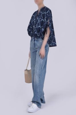 بلوز آستین کوتاه طرحدار