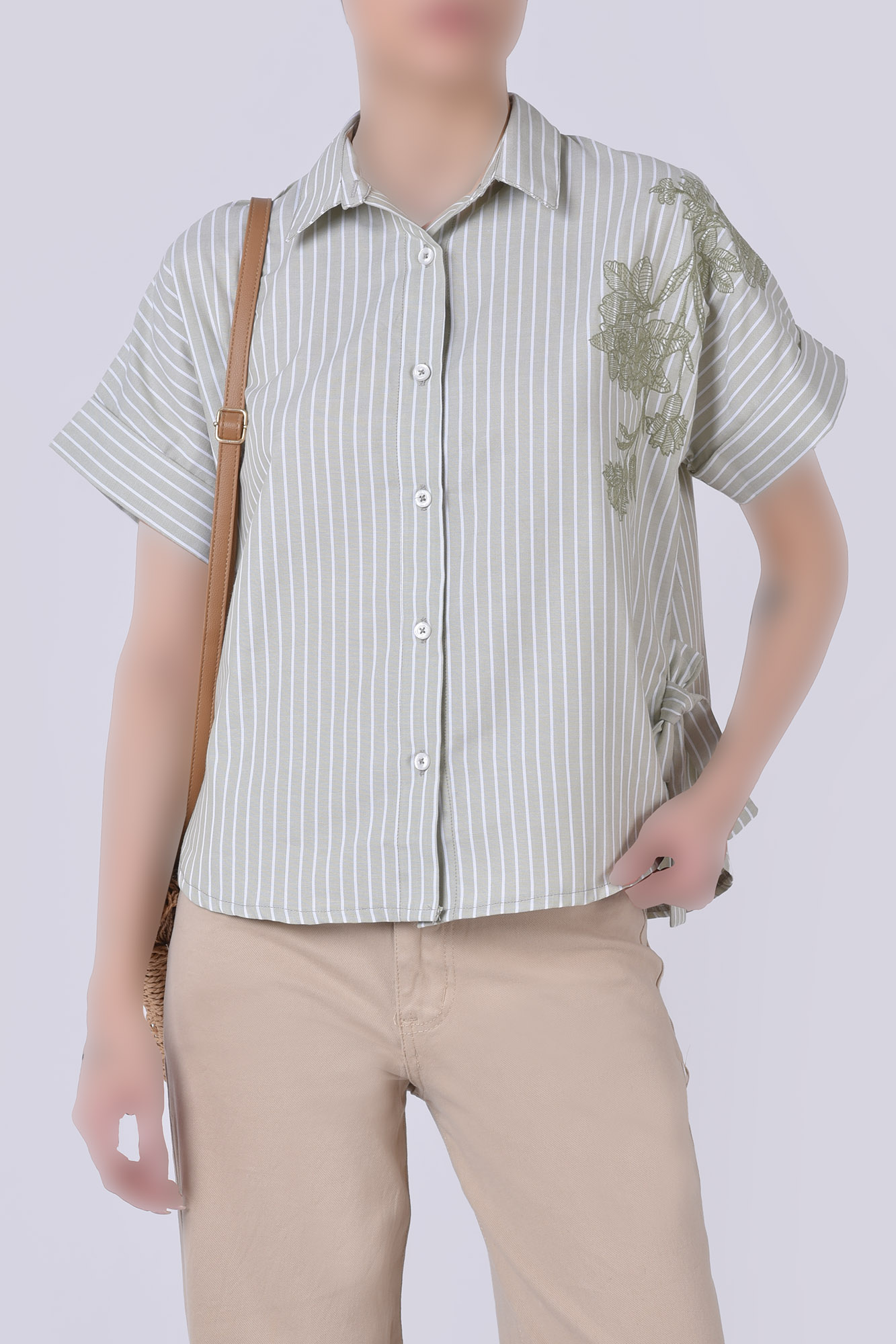 شومیز آستین کوتاه گلدوزی