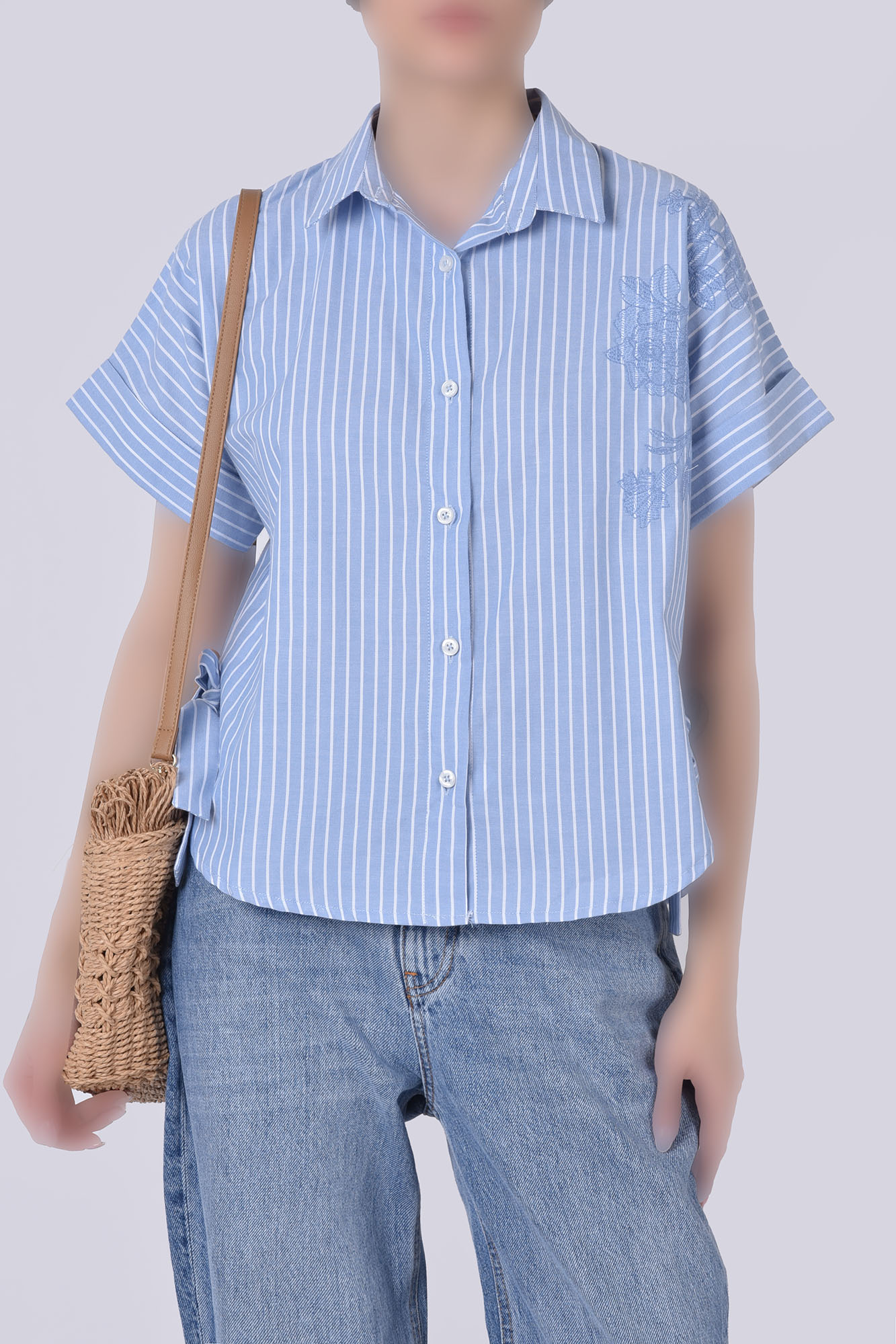 شومیز آستین کوتاه گلدوزی