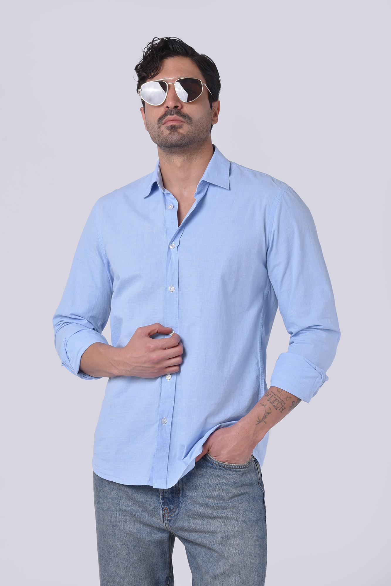 پیراهن آستین بلند چهارخانه