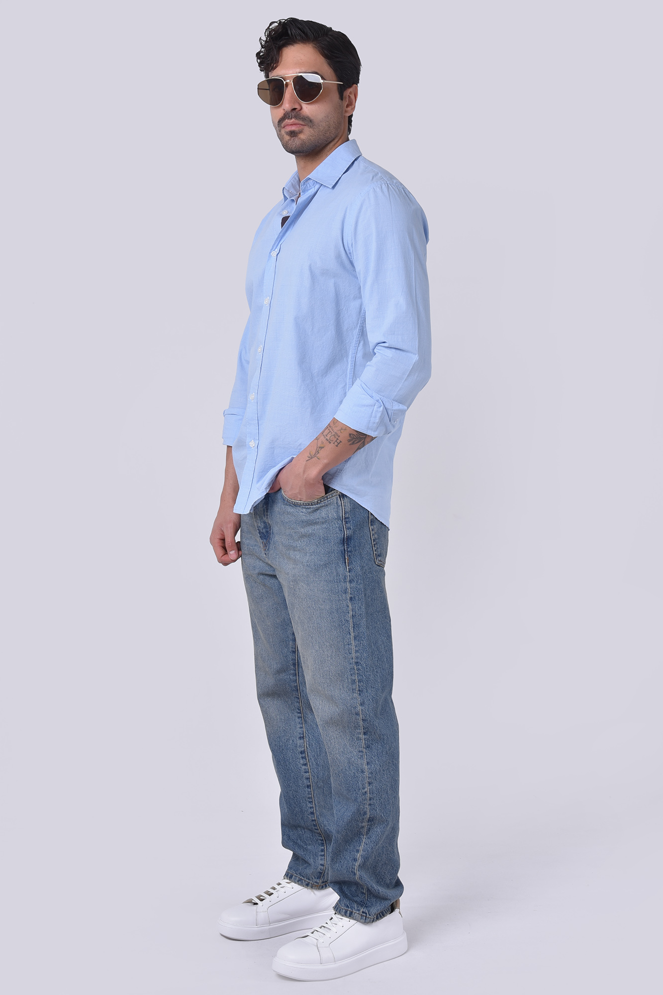 پیراهن آستین بلند چهارخانه