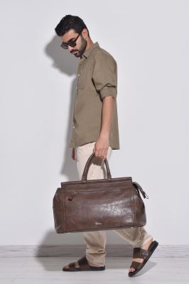 پیراهن آستین بلند یقه دار لینن