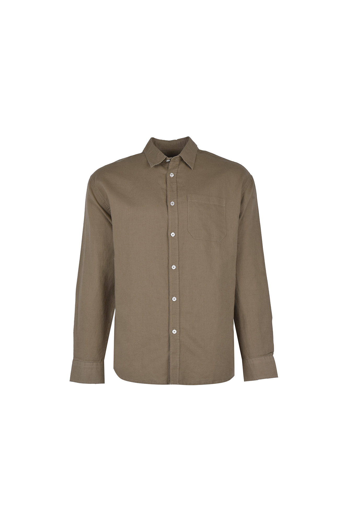 پیراهن آستین بلند یقه دار لینن