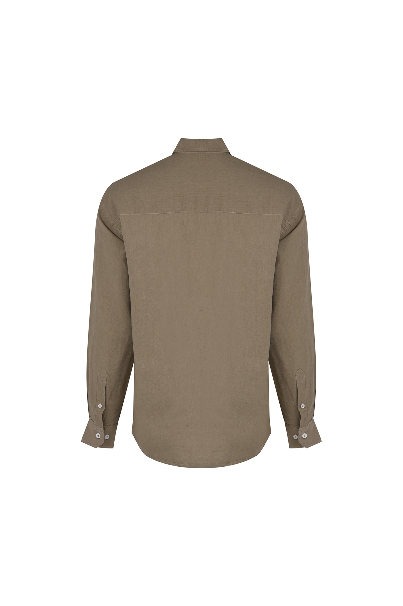 پیراهن آستین بلند یقه دار لینن