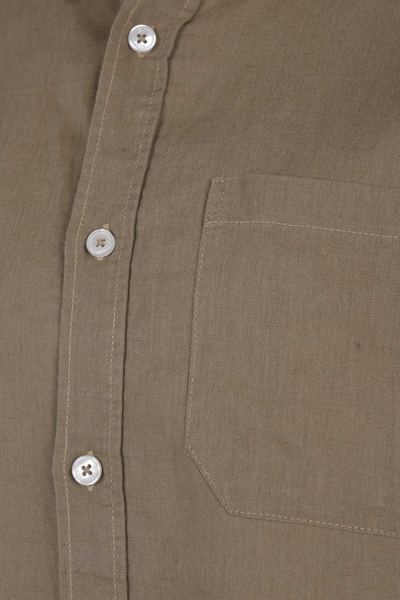 پیراهن آستین بلند یقه دار لینن