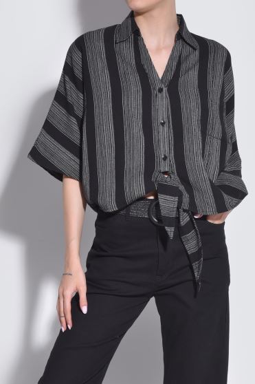 شومیز آستین کوتاه راه راه