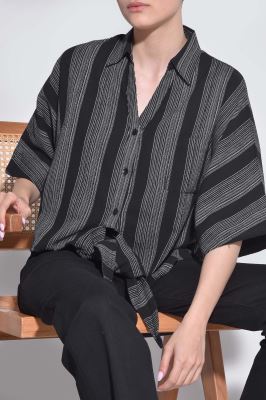 شومیز آستین کوتاه راه راه