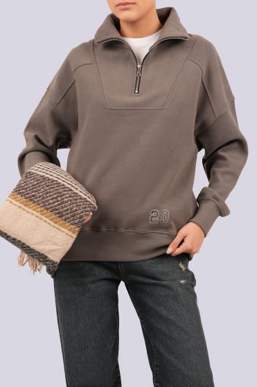 سوئیشرت نیم زیپ گلدوزی