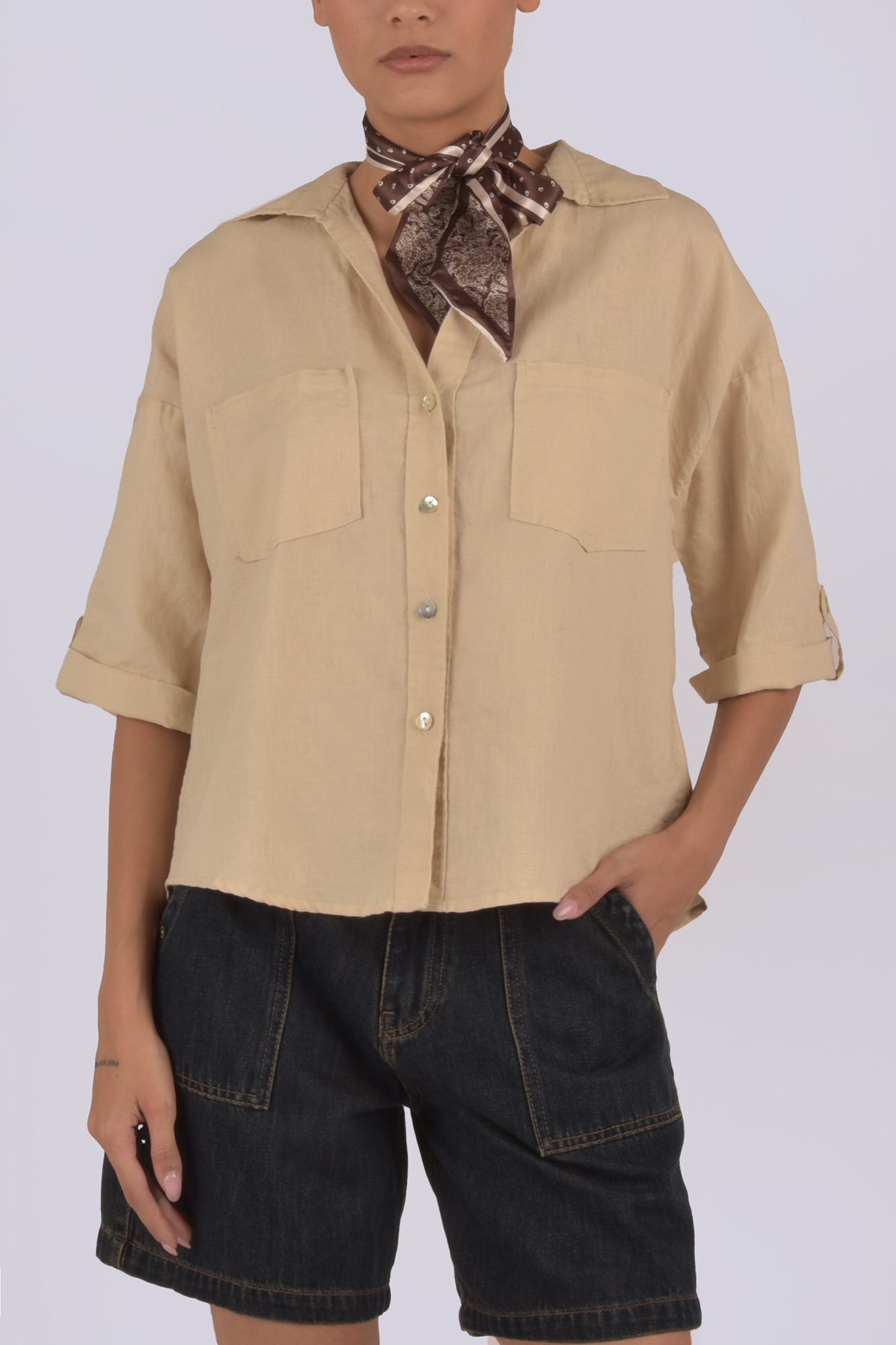 شومیز آستین کوتاه لینن