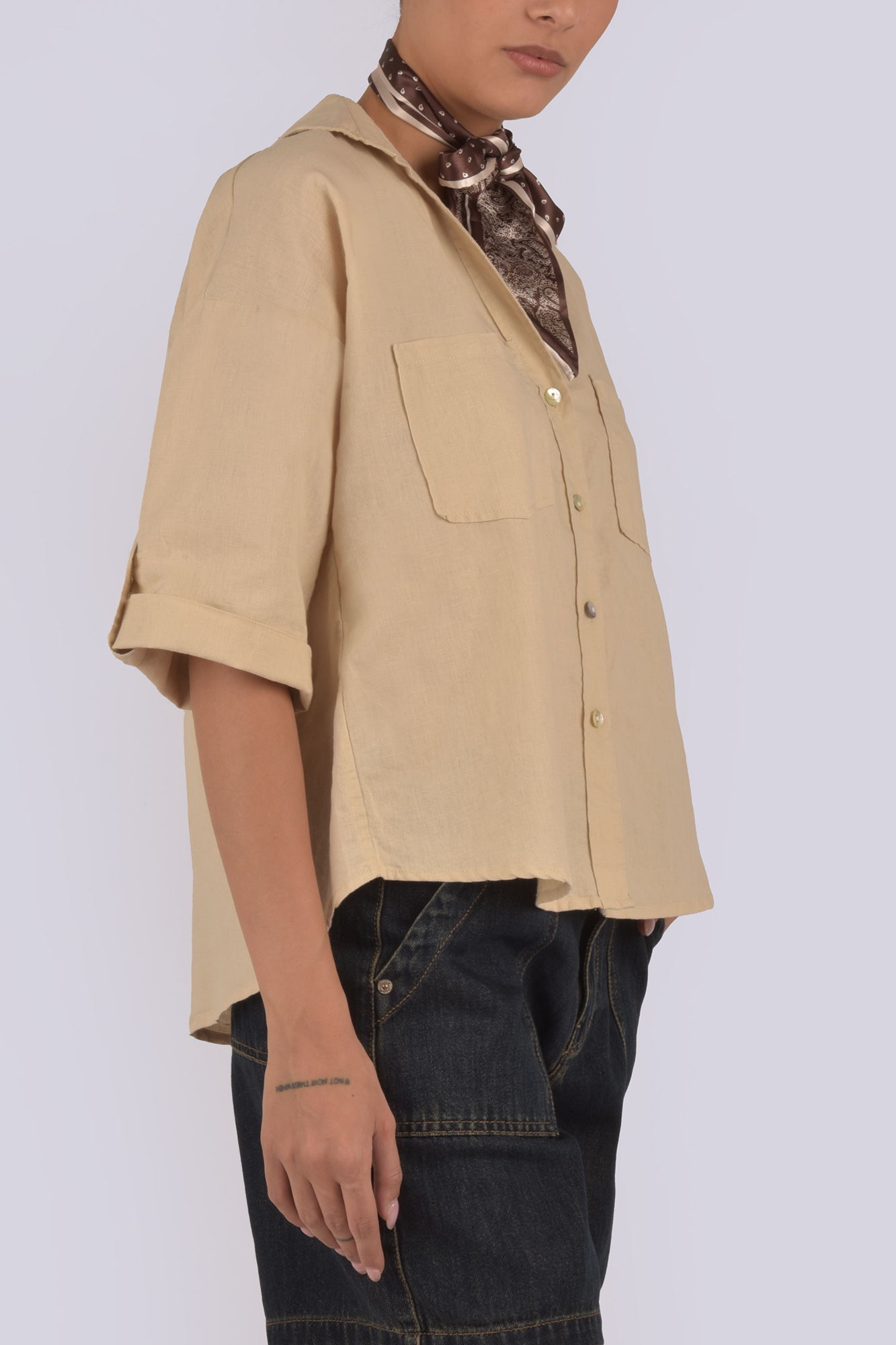 شومیز آستین کوتاه لینن